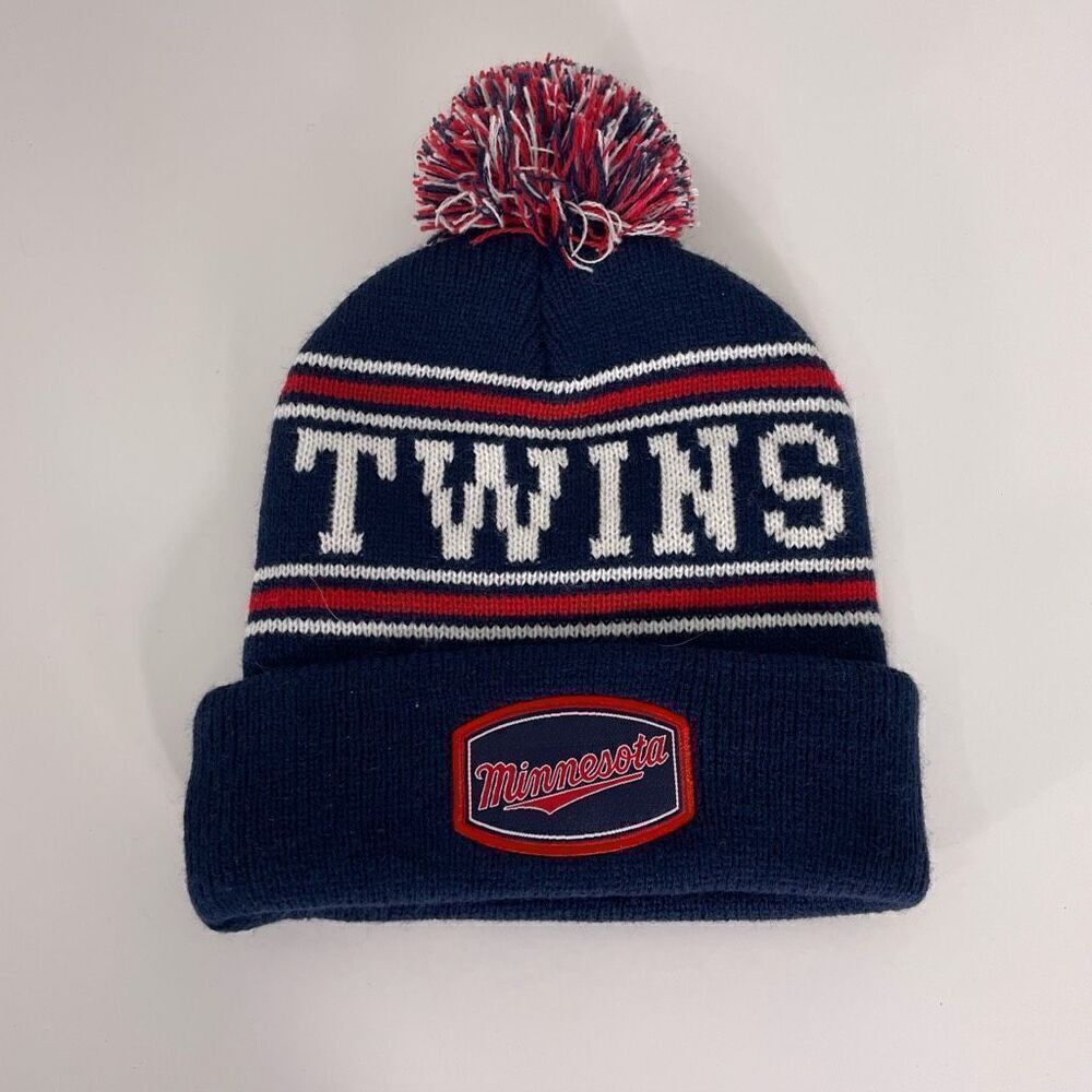 Minnesota Twins Baseball Navy‎ Blue & Red Pom Pom Winter Hat